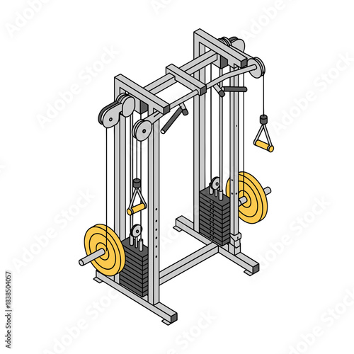 Isometric weight training machine, fitness equipment on transparent background