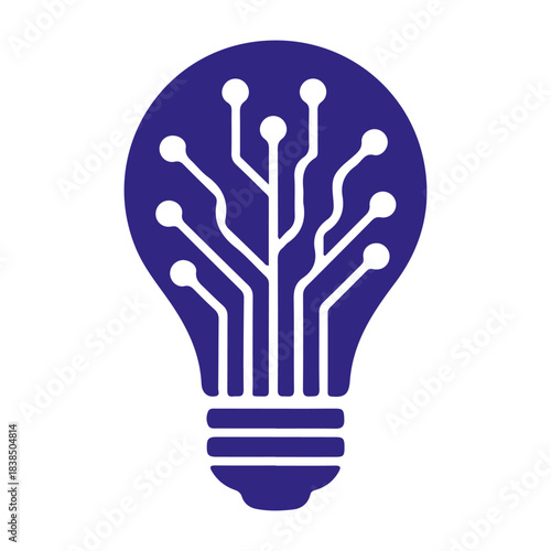 Unique icon of a light bulb integrated with a circuit board, symbolizing a digital idea, innovation, and tech solution. Great for branding. Available as high-quality PNG, JPG, and EPS files.