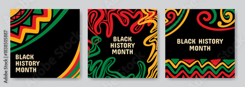 Set of Black history month African American history celebration vector illustration