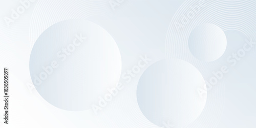 White geometric abstract background with overlapping circles on a bright surface, enhanced by linear effects. Modern design concept ideal for banners and presentations.