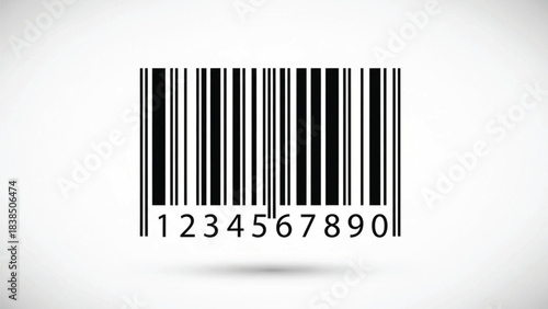 A classic black and white vector-style barcode (specifically EAN/UPC style) with the numeric digits 1-0 displayed beneath the vertical lines. This clean, modern illustration symbolizes digital.