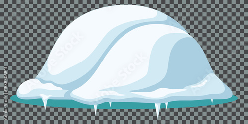 Cartoon White Snow Cloud With Small Blue Icicles Vector Illustration Isolated Winter Weather Symbol Or Floating Game Asset For Sky Background