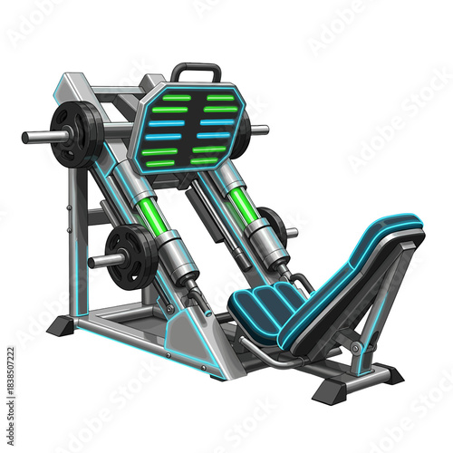 Leg press machine illustration on transparent background