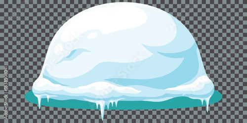 Cartoon Igloo With Icicles And Snow Cap Winter Ice House Illustration Vector Graphic Element Isolated Arctic Eskimo Shelter For Christmas Holiday Design Or Game Asset