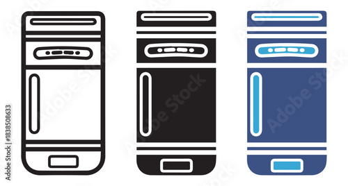 Smart Fridge Icon Vector Illustration for App, UI, and Home Appliance Design. Minimalist Smart Refrigerator Vector Icon in Flat and Line Style for Kitchen and Smart Home Projects.