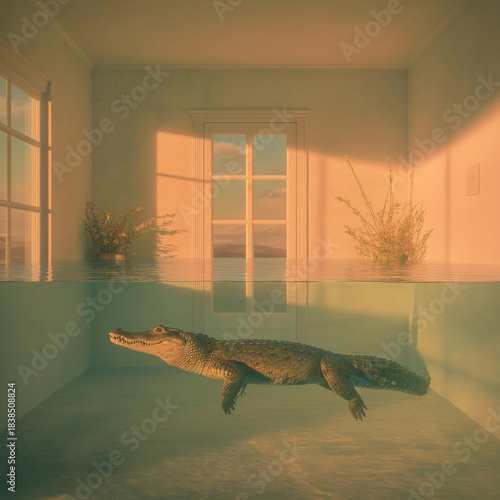 Wallpaper Mural Alligator in a Florida flooded home Torontodigital.ca