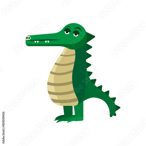 Cute Cartoon Crocodile Character Illustration