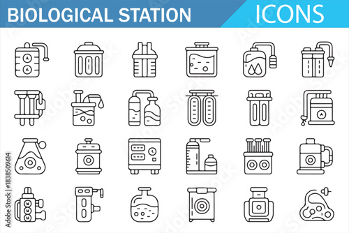 Clinical laboratory and biological research icon set