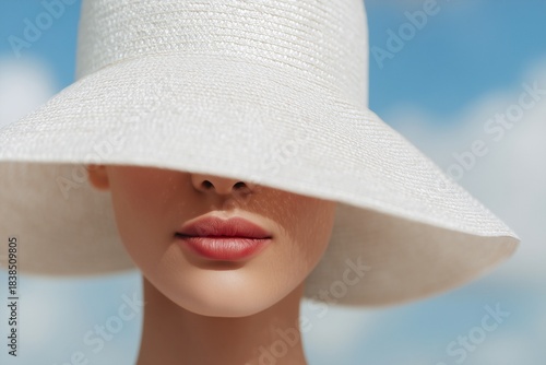 Wallpaper Mural 2026 Color Trend – Mysterious Close-Up Portrait with White Hat Against Cloudy Sky Torontodigital.ca
