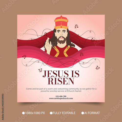 Jesus is risen easter celebration banner illustration