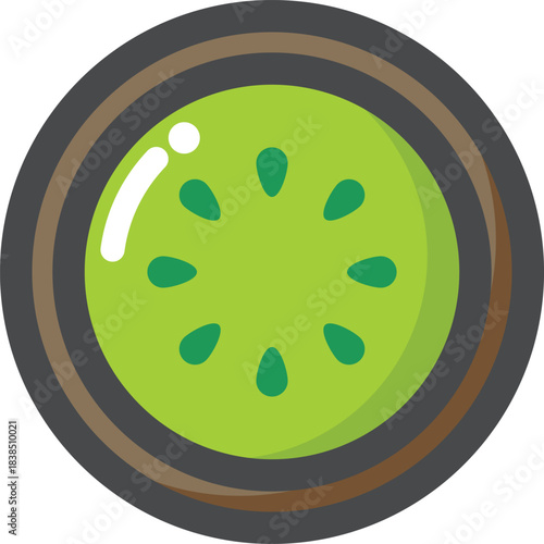 Vibrant green kiwi fruit slice icon, a deliciously refreshing and healthy fruity symbol. Perfect for nutrition, wellness, and summer culinary designs