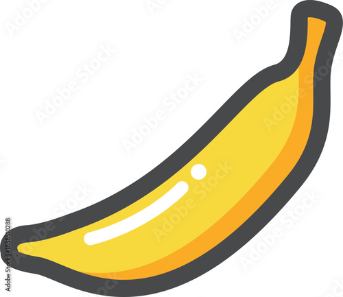 Bright Yellow Banana Icon Illustration - Delicious Tropical Fruit for Healthy Snack and Dessert Designs