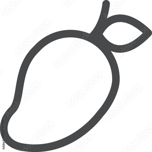 Vibrant vector outline of a delicious tropical mango fruit, ideal for healthy eating promotions, summer designs, and app interface icons