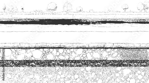 Black and wave scratch line abstract pattern of layered geological strata and textured rock formations background.