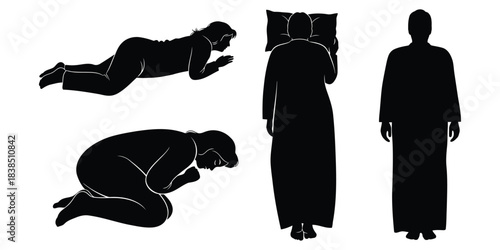 Religious Figures Silhouettes Prayer and Prostration