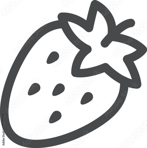 Delightful Hand-Drawn Strawberry Line Art Icon for Healthy Lifestyle Designs, Sweet Fruit Concepts, and Fresh Food Branding