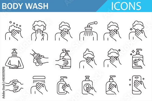 Personal care hygiene symbols set in modern line style