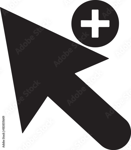 Minimalist black and white computer mouse cursor arrow icon