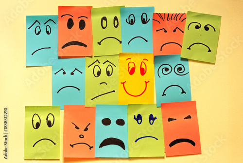 Sticky Notes with Emotions Highlighting Positivity and Uniqueness.