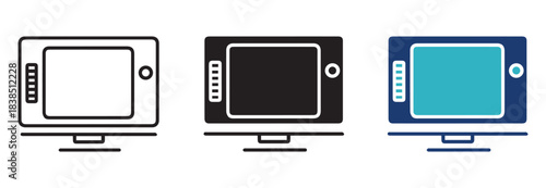 TV Icon Set Vector Illustration for Television, Media, and Entertainment Design. Minimalist Television Vector Icons in Flat and Line Style for Retro and Modern TV Projects.