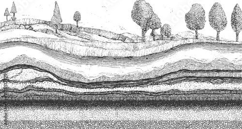 Black and white abstract textured background with wavy lines and dots vector 