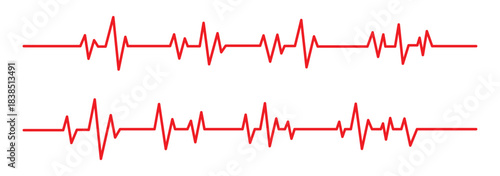 red electrocardiogram line representing a heartbeat or pulse, symbolizing health, life, and medical monitoring