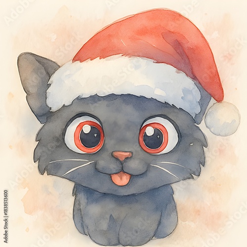 Freche Winter Katze  - Weihnachts Illustration - Winterzeit Wallpaper - Süßes Tier Bild - Katzen Design