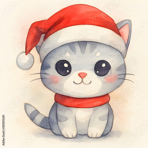 Kawaii Winter Katzen Design  - Weihnachts Illustration - Winterzeit Wallpaper - Süßes Tier Bild - Katzen Hintergrundbild