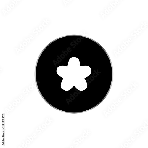 White star icon in a black circle button.
