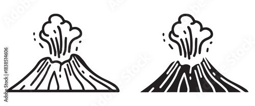 Volcano Eruption Icon Vector Illustration for Natural Disaster, Geology, and Earth Science Design