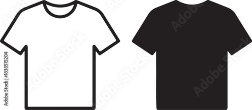 Outline and Silhouette T- Shirt Icons on White Background t-shirt clothing on transparent background