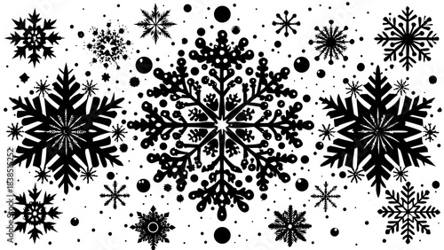 Very beautiful abstract Christmas and New Year holiday card featuring delicate snowflakes, soft dots, and elegant winter glow, creating a festive seasonal backdrop ideal for greetings, banners, and 