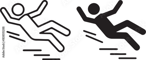 Person Falling Down Stairs Icon In Outline And Silhouette steps on transparent background