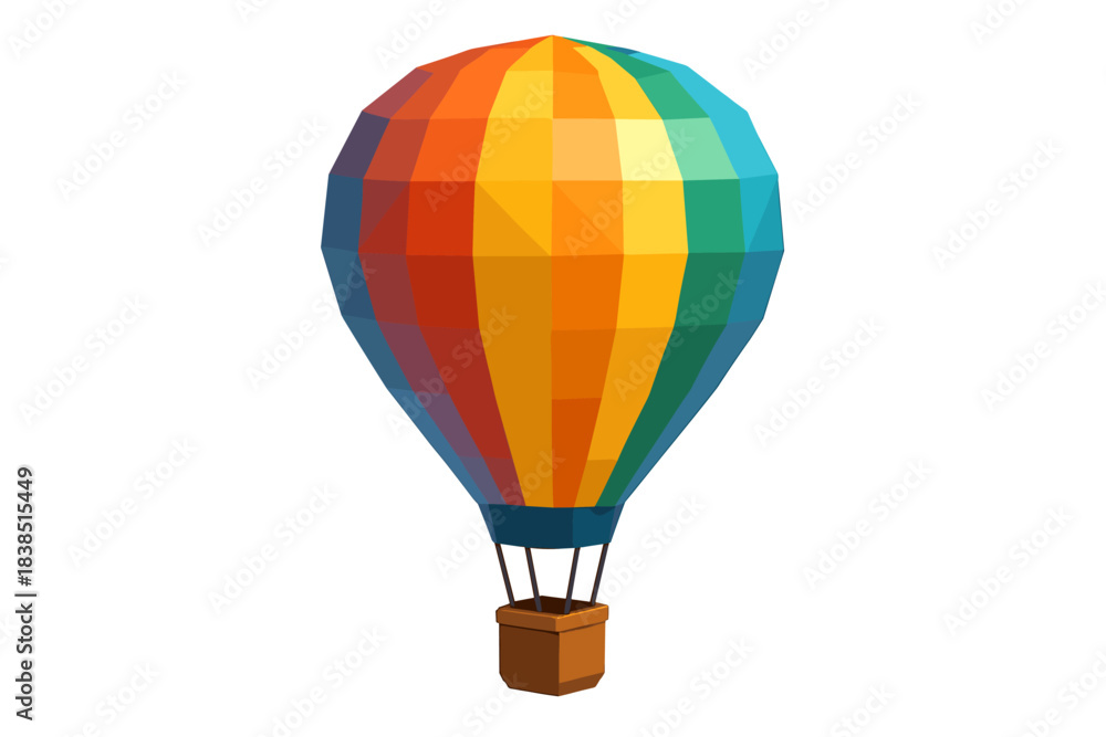 Naklejka premium Colorful geometric hot air balloon on white background