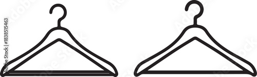 Two Clothes Hangers Icon Set One Outline One Solid Fill garment hanger coat hanger on transparent background