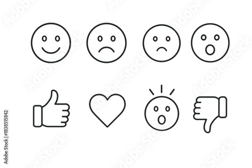 Minimalist emoji set: expressions and reactions