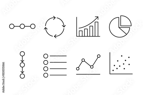Minimalist diagram icons for data visualization and analysis