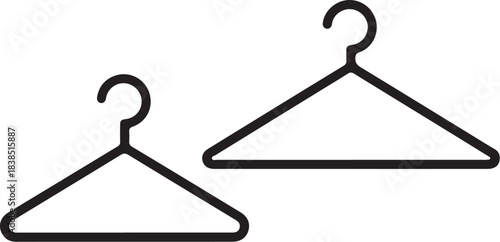 Two Stylized Outline Icons of Clothes Hangers on a White Background symbol graphic on transparent background