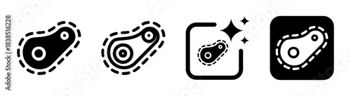 Bacteria icon in black depicting microbiology and disease related microorganisms on a transparent PNG vector illustration
