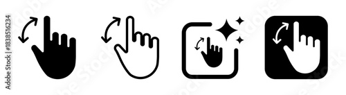 Hand zoom in icon showing digital zoom with fingers using a multi touch display in black on a transparent PNG vector illustration