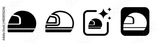 Safety helmet icon in black resembling astronaut and motorbike helmet styles for outdoor protection gear on a transparent PNG vector illustration