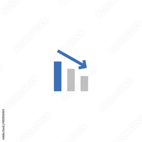 Declining Economic Downward Arrow Bar Chart Icon