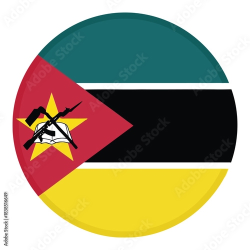 Mozambique flag emblem, circular shape, national symbol, country icon