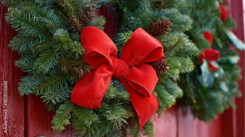 Christmas Wreath with Bows: Simple Design for Cards, Shops & More