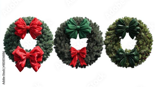 Christmas Wreath with Bows: Simple Design for Cards, Shops & More