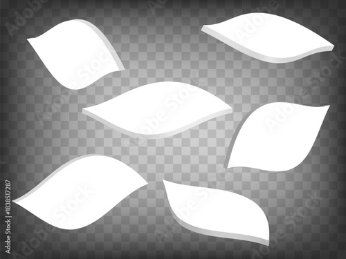 Blank waving card  collection 3d symbols on transparent background. Card sign 3D icon illustration with different views and angles. Graphic elements for your design. EPS 10