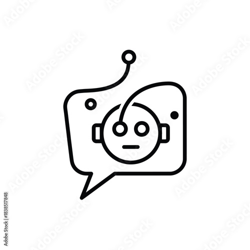 Chatbot icon with a robot face inside a speech bubble
