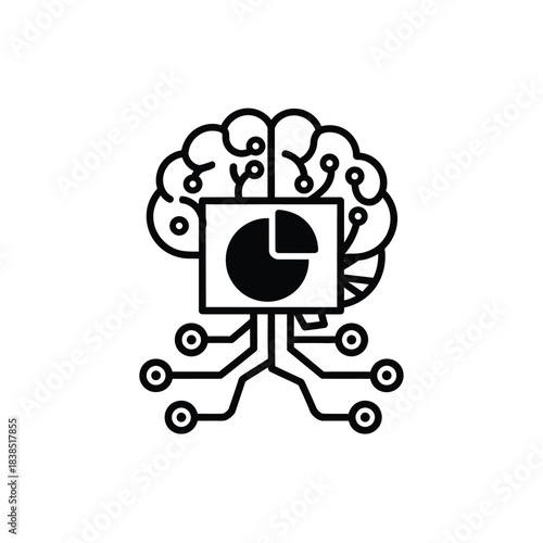 Artificial intelligence brain with data analysis chart icon