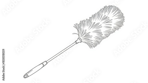 black and white feather duster cleaning tool clip art preview
