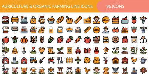 Agriculture and Organic Farming Product Icons